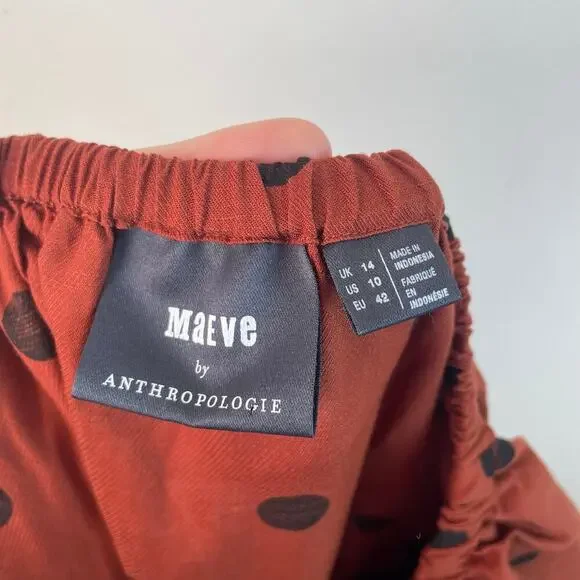 Maeve Brown Polka Dot Maxi Dress Off Shoulder Size 10 - Picture 10 of 10